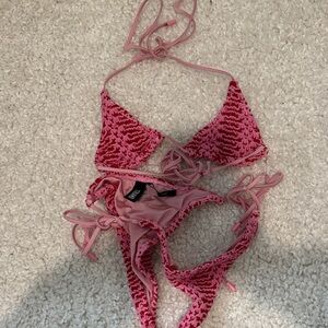 Triangl Swimwear Pink Crochet Bikini